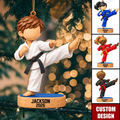 Personalized Black Belt Martial Arts Ornament - Custom Karate Taekwondo Keepsake Gift