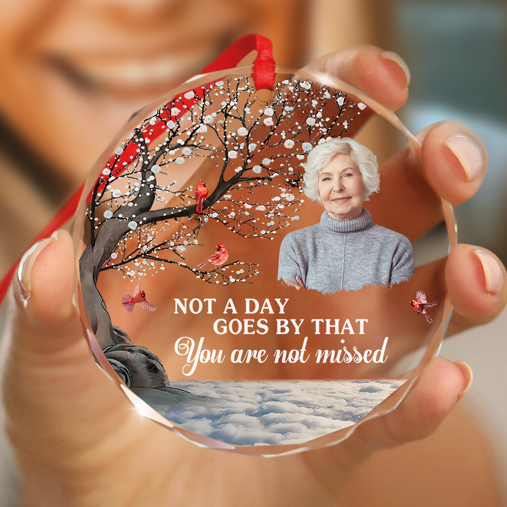 I'm Always With You Personalized Photo Memorial Glass Ornament - Custom Family Remembrance Christmas Keepsake