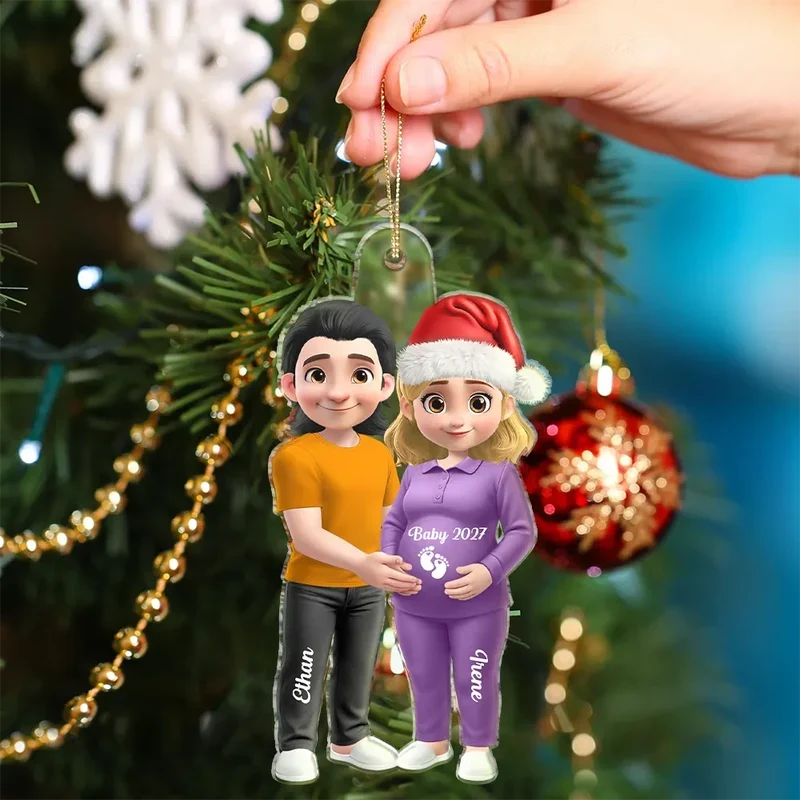 Personalized Expecting Parents Ornament - Custom Couple Christmas Acrylic Keepsake