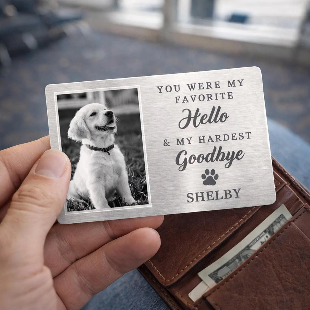 "I Will Carry You With Me" Personalized Pet Memorial Wallet Card - Pet Loss Sympathy Gift