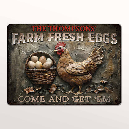 Personalized Farm Fresh Eggs Metal Sign for Family with personalized design details for meaningful gifting image 6