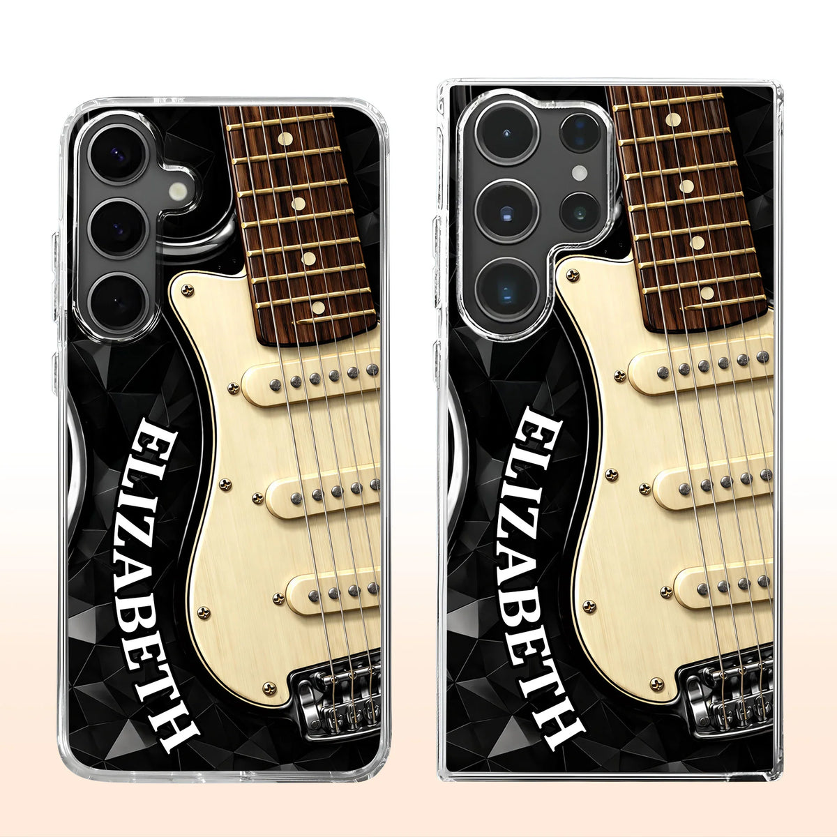 Rocking To The Beat Electric Guitar And Geometric Pattern