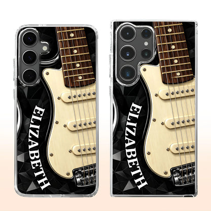 Rocking To The Beat Electric Guitar And Geometric Pattern