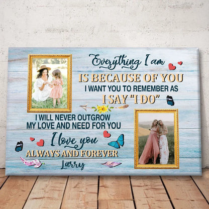 "As I Say I Do" Personalized Mother of the Bride Canvas / Poster - Custom Photo Wall Art Gift for Mom