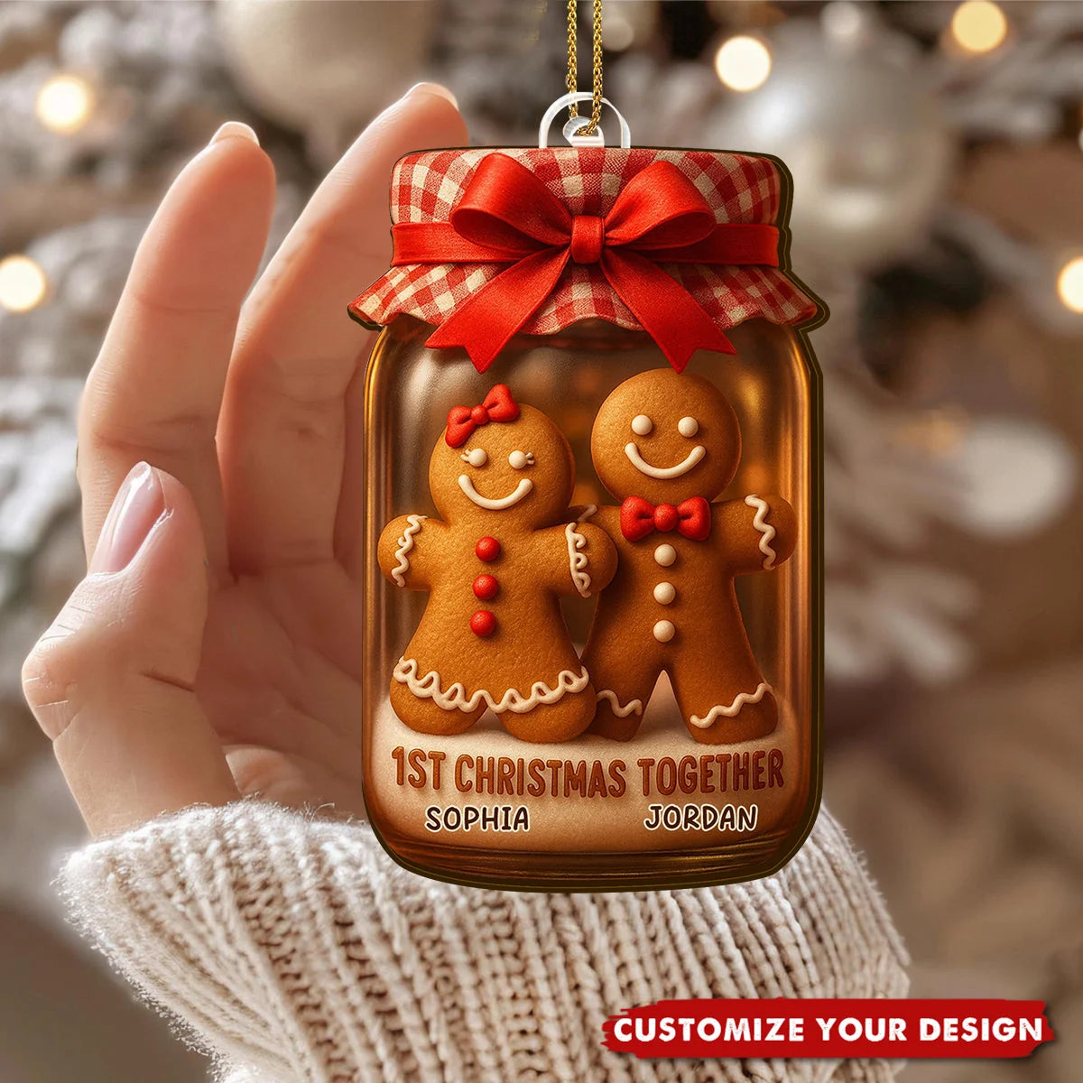 Personalized 1st Christmas Together Couple Acrylic Ornament - Custom Gingerbread Keepsake