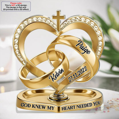 "God Knew My Heart Needed You" Personalized Acrylic Plaque for Couples - Custom Wedding Anniversary Gift