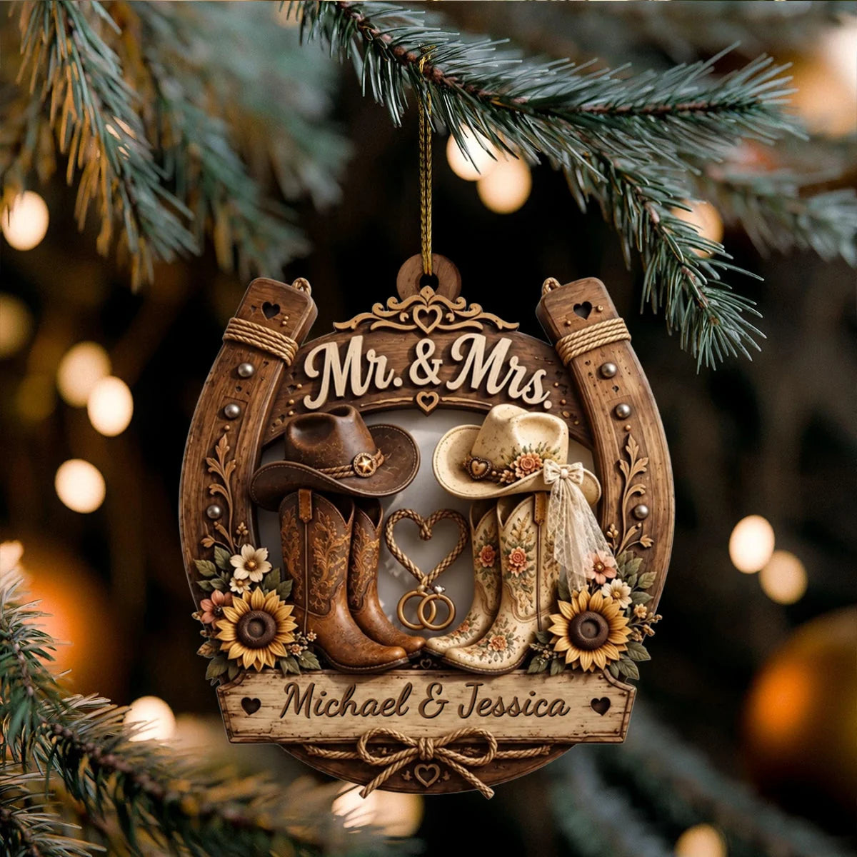 Wooden Ornament gift-ready design for Couples
