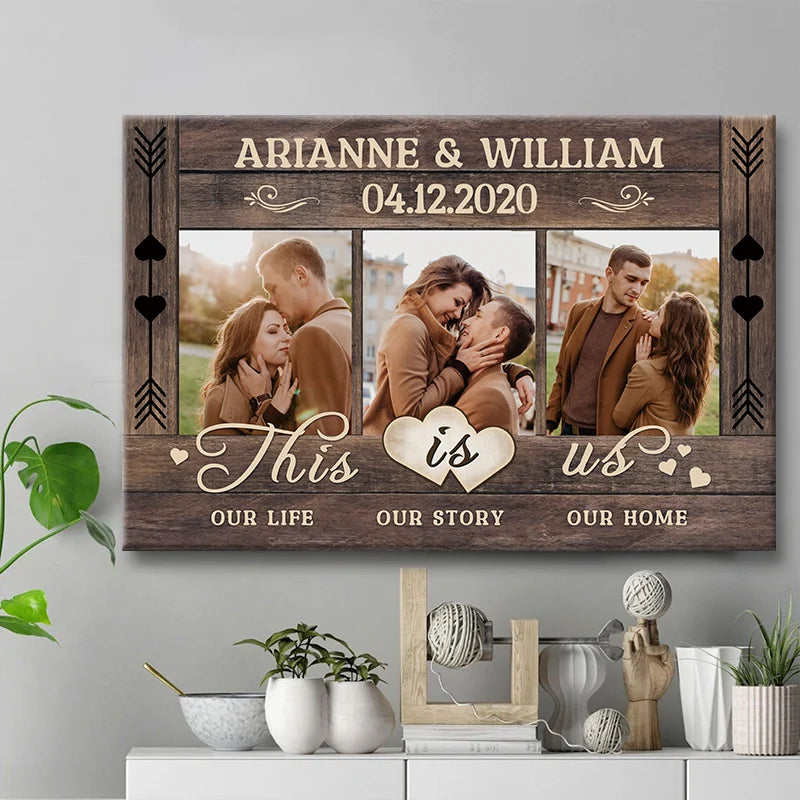 This Is Us Our Life Our Story Our Home - Personalized Canvas / Poster for Couples Anniversary Gift