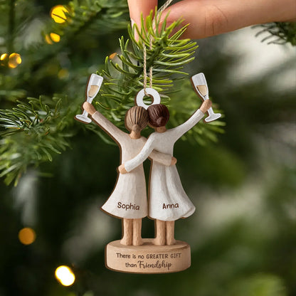 There Is No Greater Gift Than Friendship - Personalized Wooden Ornament for Best Friends