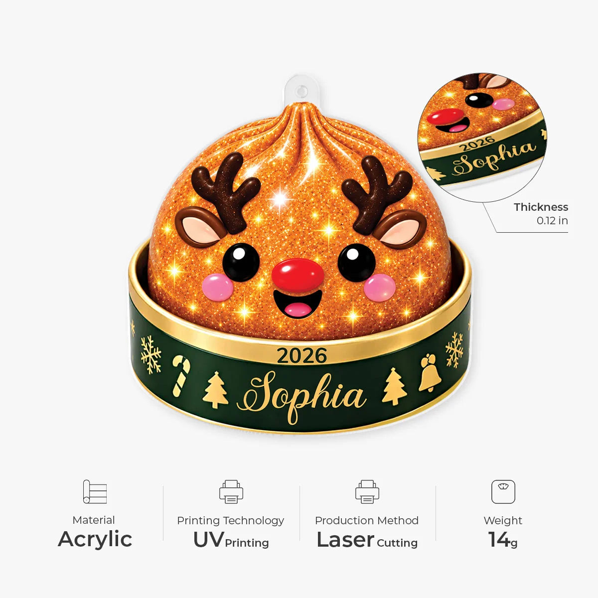 Custom Dumpling Name Acrylic Ornament - Personalized Cute Holiday Keepsake Gift for Family and Kids