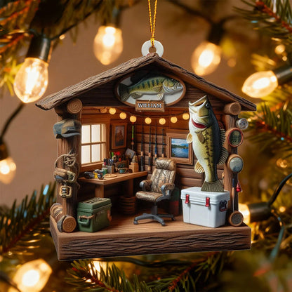 Personalized Fishing Tool Cabin Ornament - Custom Fisherman Keepsake Gift for Anglers
