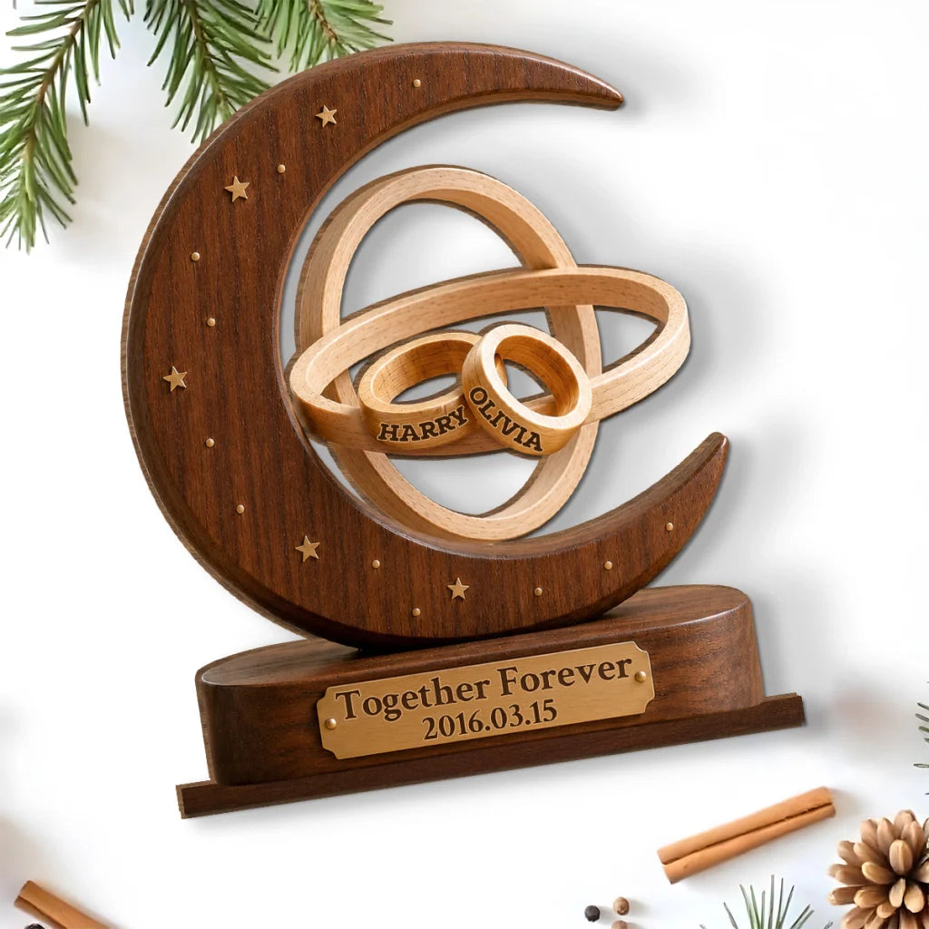 Plaque material and size view - Personalized Couple Wood Plaque