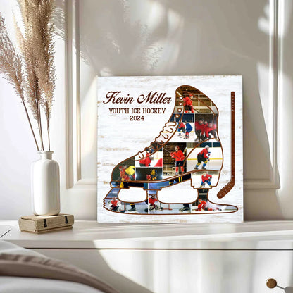 Canvas / Poster material and size view - Personalized Ice Hockey Canvas Poster