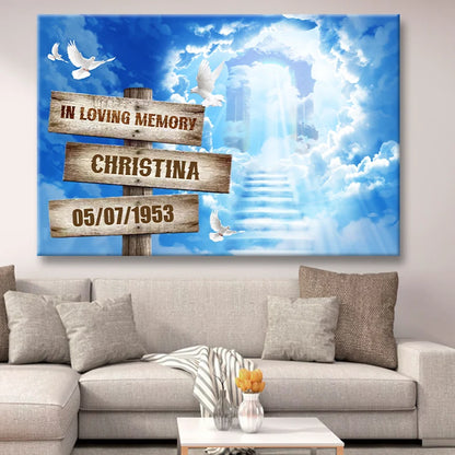 In Loving Memory Personalized Memorial Canvas / Poster - Custom Name & Date Heavenly Wall Art for Family