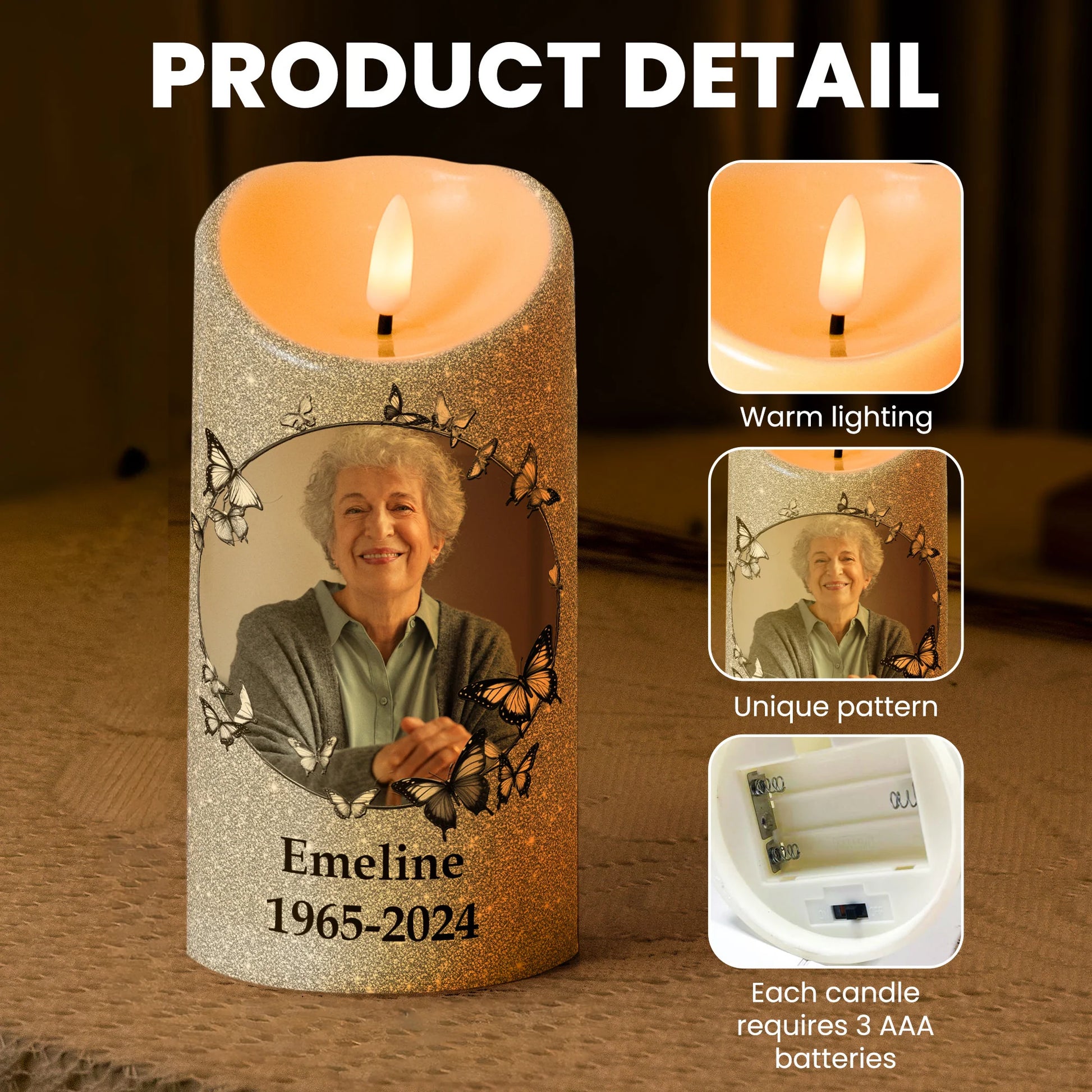 In Loving Memory Of A Life So Beautifully Lived - Personalized Photo Memorial LED Candle Keepsake