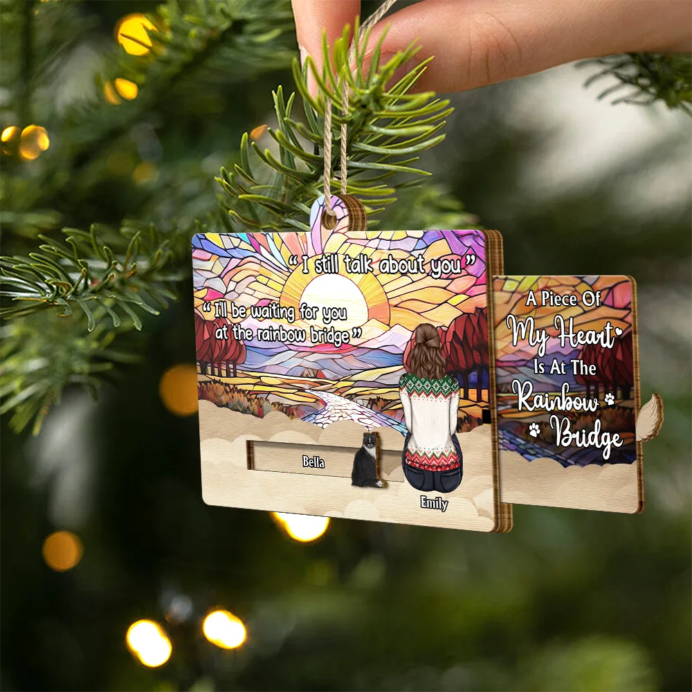 Pet Lovers,Pet Mom,Pet Dad,Christmas,Love,Memorial - My Hardest Goodbye I Miss You Memorial Dog Cat - Personalized Wooden Slide Ornament
