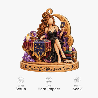 Just A Girl Who Loves Tarot Personalized Wooden Ornament - Keepsake Gift for Witchy Friends
