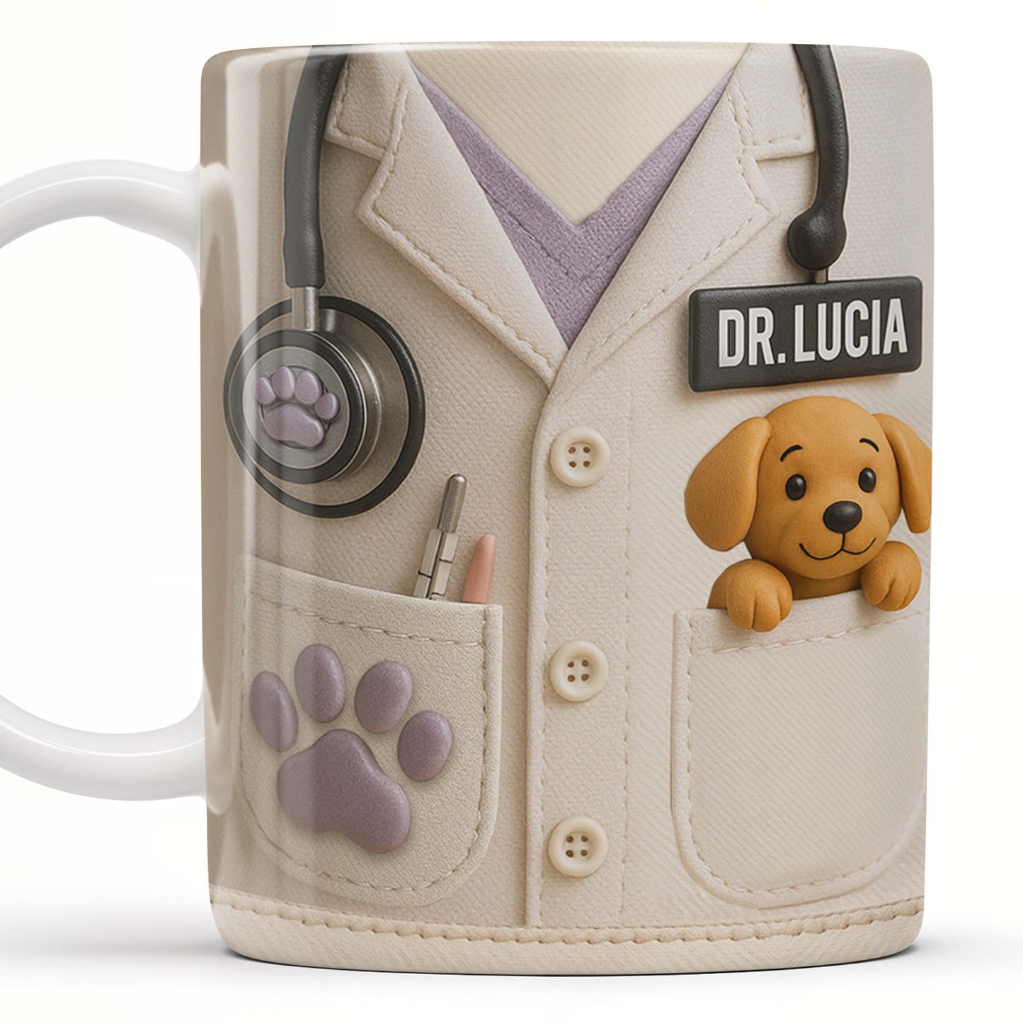 Personalized Vet Lab Coat Coffee Mug - Custom Veterinarian Gift for Dog Lovers and Vet Techs