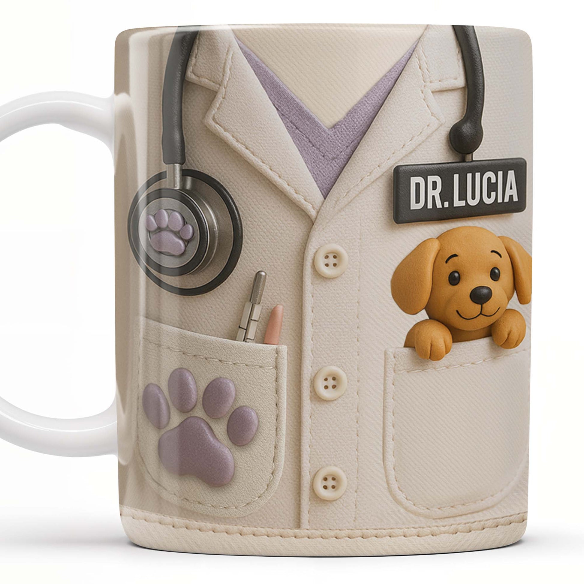 Personalized Vet Lab Coat Coffee Mug - Custom Veterinarian Gift for Dog Lovers and Vet Techs