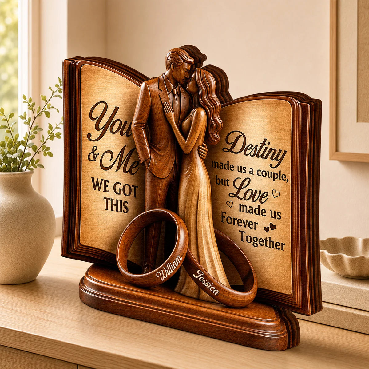"Destiny Made Us A Couple" Personalized Wooden Block - Custom Special Gift For Couples