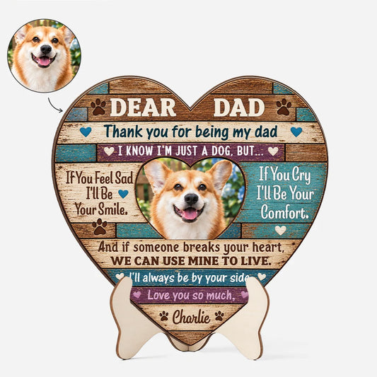 "Thank You for Being My Dad" Personalized Pet Photo Wooden Plaque - Custom Gift for Dog Mom and Dad