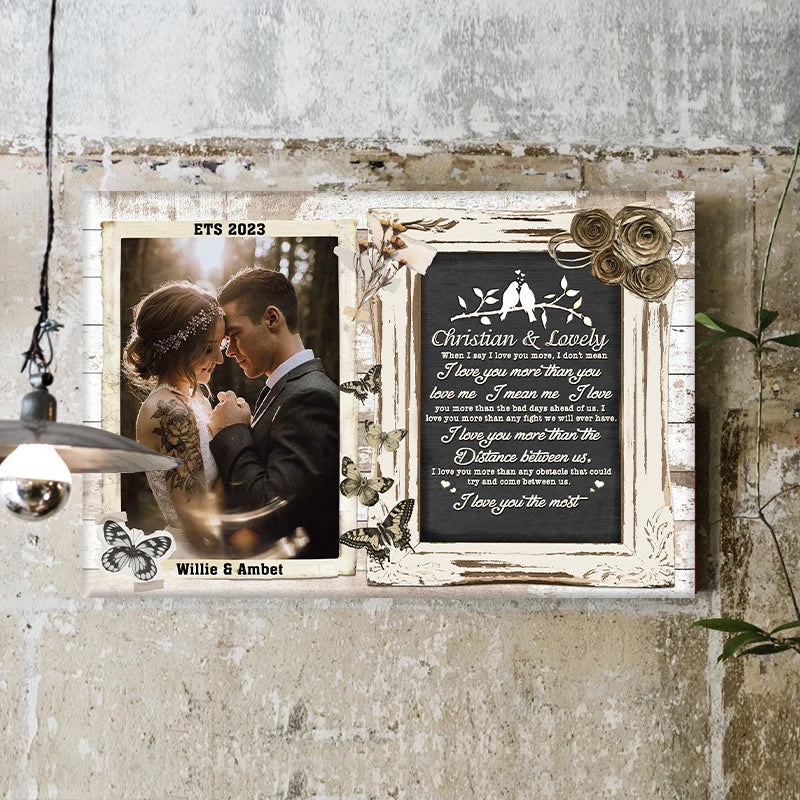 I Love You Most Personalized Couple Canvas / Poster Wall Art - Custom Photo Wedding Anniversary Gift for Wife Husband