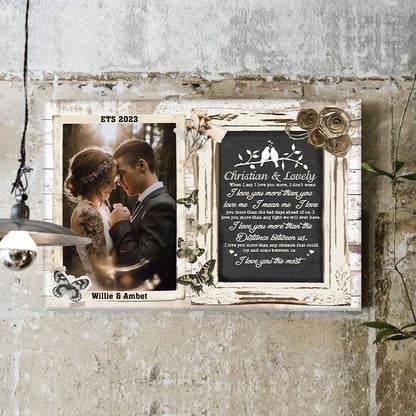 I Love You Most Personalized Couple Canvas / Poster Wall Art - Custom Photo Wedding Anniversary Gift for Wife Husband
