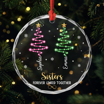 "Brothers & Sisters Forever Linked Together" Personalized Glass Ornament - Custom Sibling Christmas Keepsake