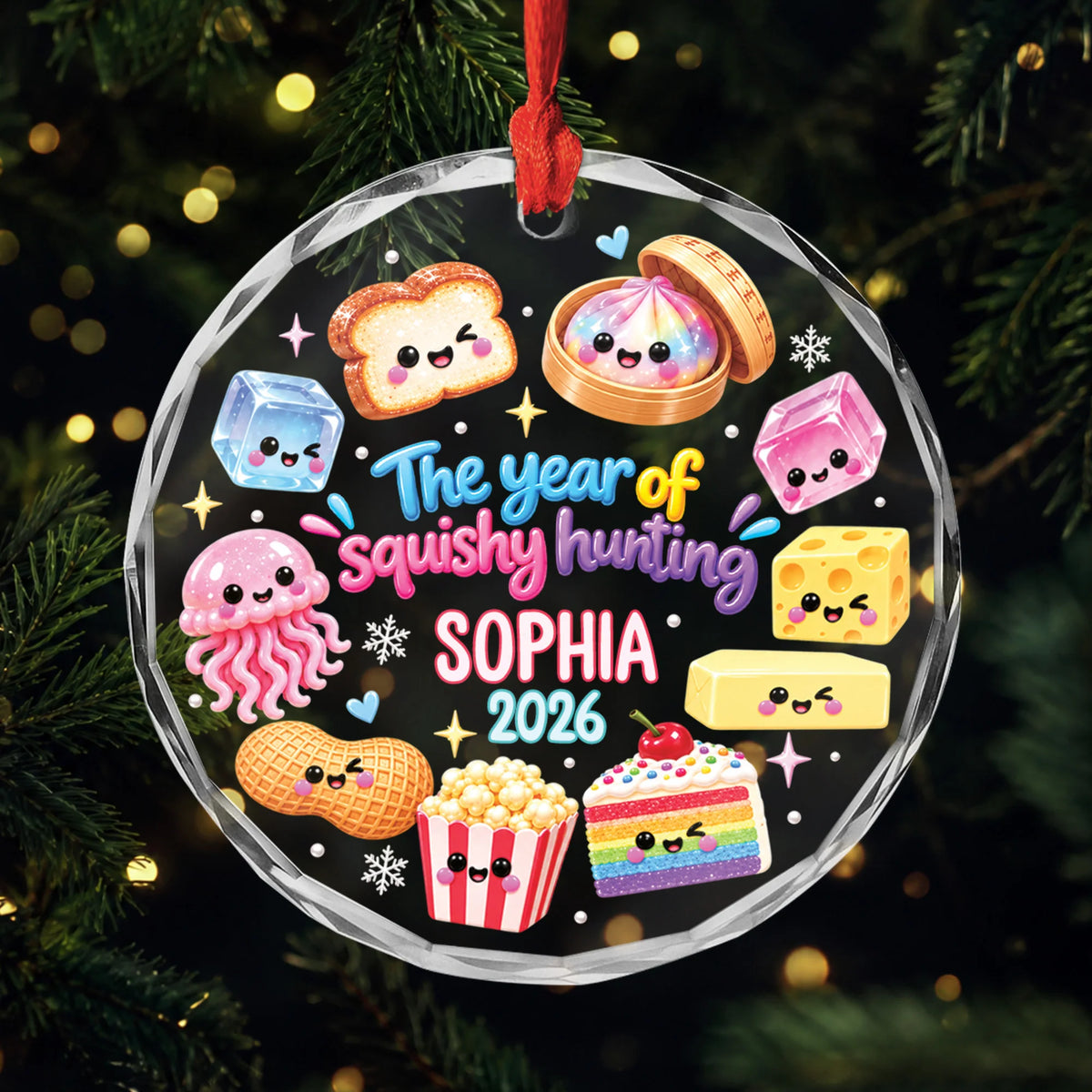 The Year of Squishy Hunting Personalized Glass Ornament - Custom Christmas Keepsake for Kids