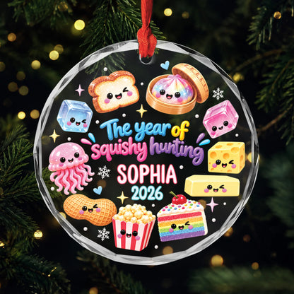 The Year of Squishy Hunting Personalized Glass Ornament - Custom Christmas Keepsake for Kids