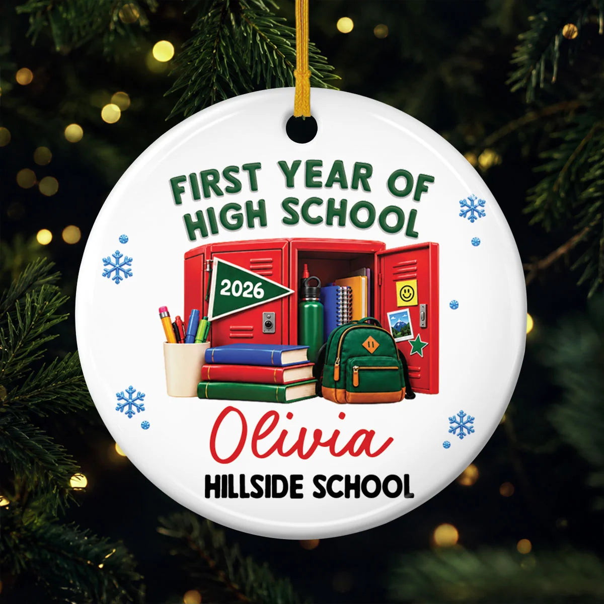 First Year of High School Personalized Ceramic Ornament - Custom Freshman Back to School Gift