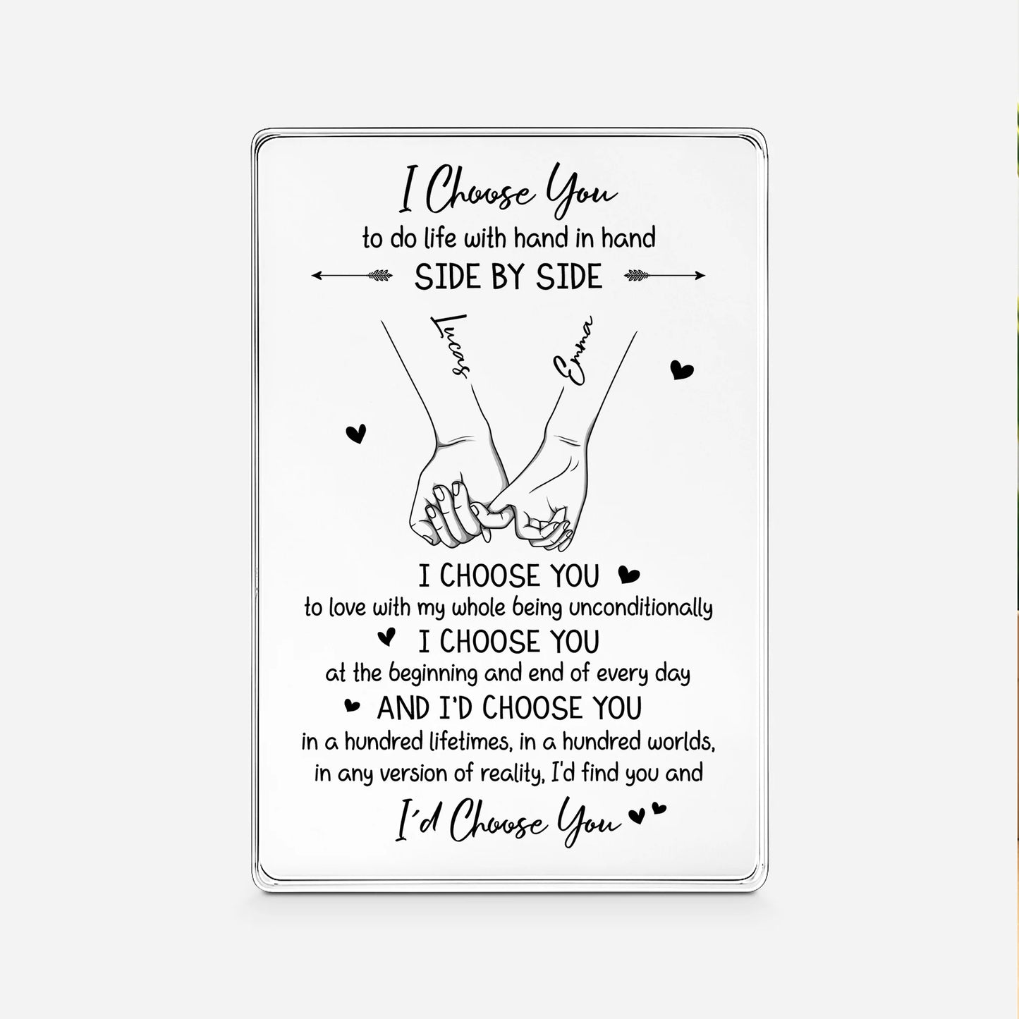 Custom Couple Acrylic Plaque for Wife with personalized design details for meaningful gifting