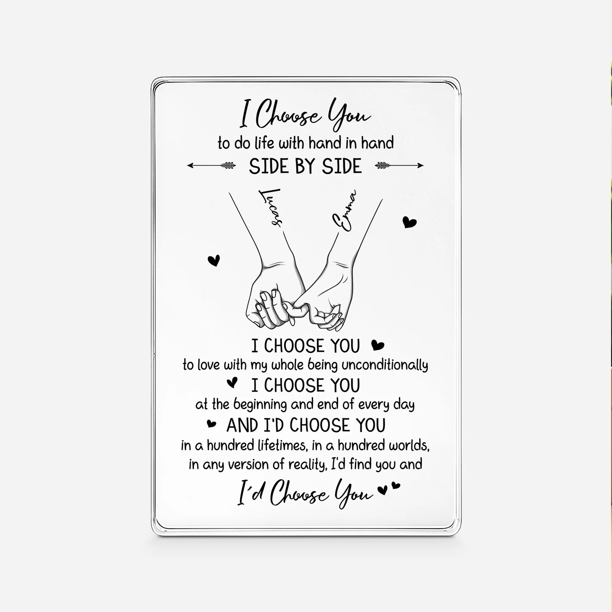 Custom Couple Acrylic Plaque for Wife with personalized design details for meaningful gifting
