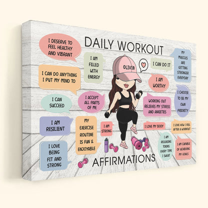 Daily Workout Affirmations Personalized Canvas / Poster - Custom Fitness Motivation Wall Art for Gym Lovers