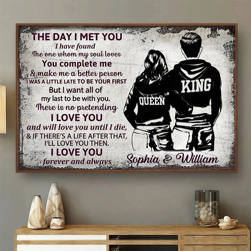 "The Day I Met You I Have Found" Personalized Couple Canvas / Poster - Custom Wall Art Romantic Gift for Wife or Husband