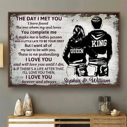 "The Day I Met You I Have Found" Personalized Couple Canvas / Poster - Custom Wall Art Romantic Gift for Wife or Husband