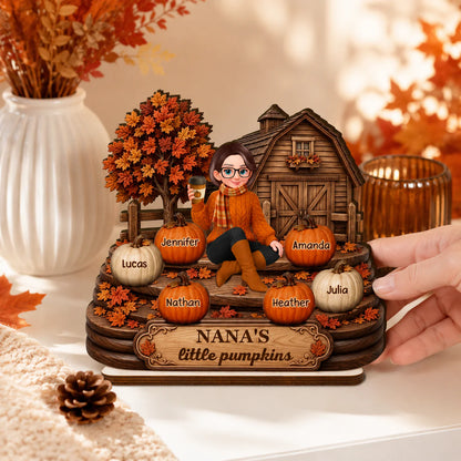 Personalized Grandma Fall Wooden Plaque personalization view for Grandma