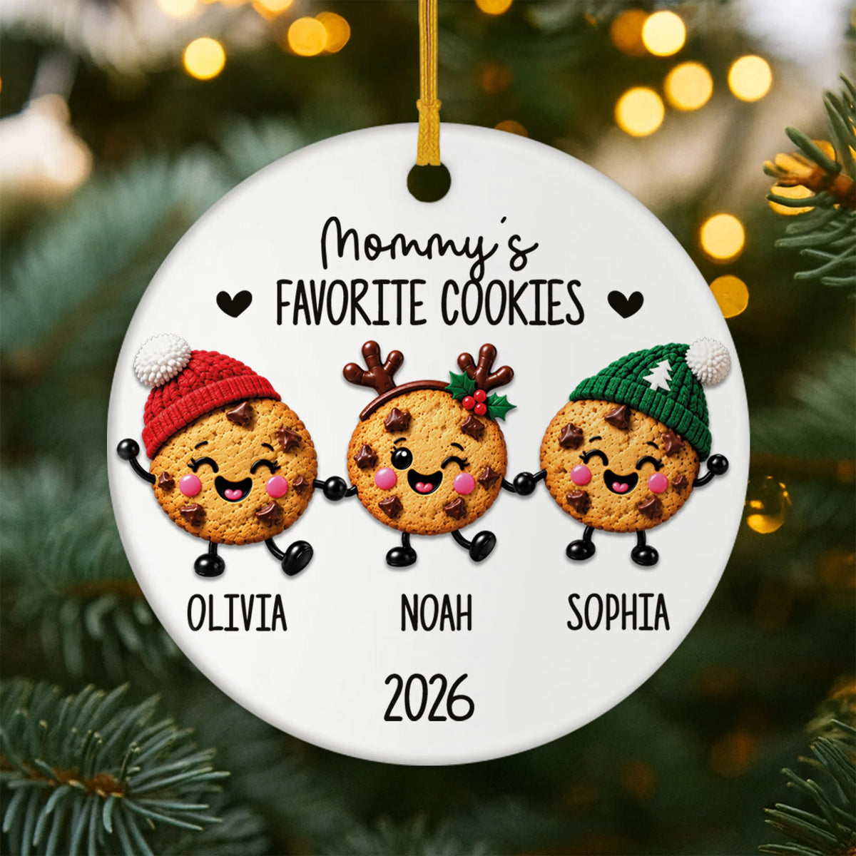 Grandma's Favorite Cookies Personalized Ceramic Ornament for Mom - Custom Christmas Keepsake Gift