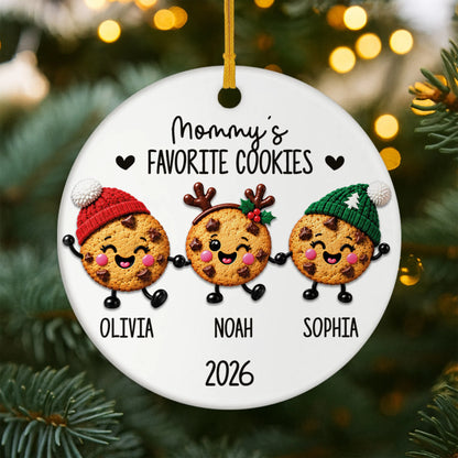 Grandma's Favorite Cookies Personalized Ceramic Ornament for Mom - Custom Christmas Keepsake Gift
