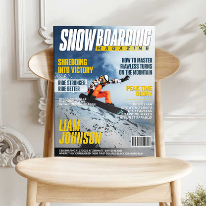 Personalized Snowboarding Magazine Cover Canvas personalization view for Son/Grandson