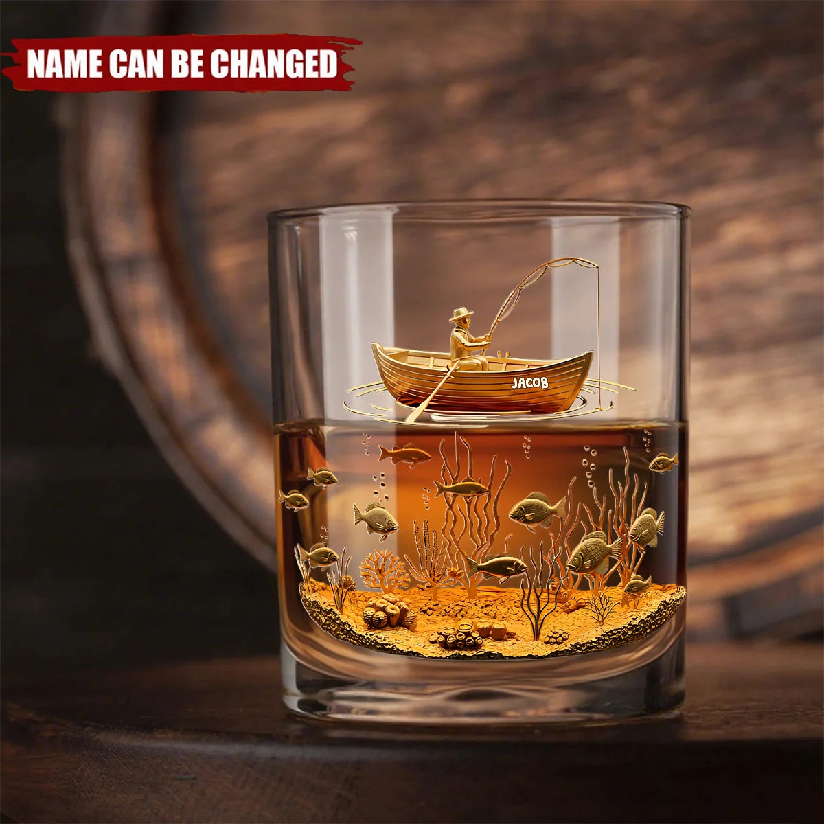 Fisherman Personalized Fishing Whiskey Glass - Custom Gift for Anglers