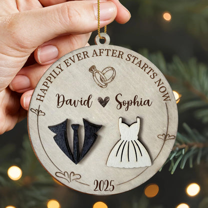 Wooden Ornament material and size view - Personalized Wedding Ornament