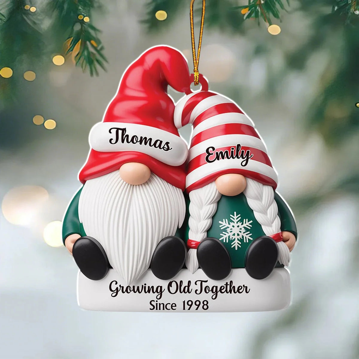 "Growing Old Together Since" Personalized Couple Acrylic Ornament - Custom Christmas Keepsake