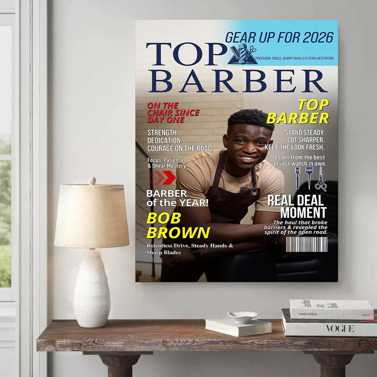 Custom Barber Magazine Cover Canvas personalization view for Dad