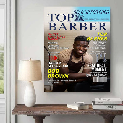 Custom Barber Magazine Cover Canvas personalization view for Dad