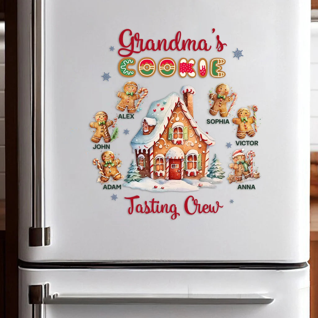 Grandma's Cookie Tasting Crew Personalized Decal - Custom Grandkids Gingerbread Sticker Christmas Gift for Grandma