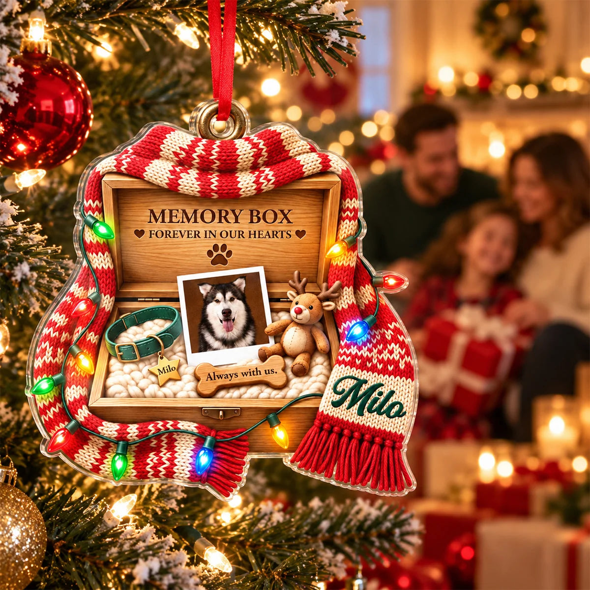 Memory Box Forever in Our Hearts Personalized Pet Memorial Acrylic Ornament - Custom Gift for Dog Lovers