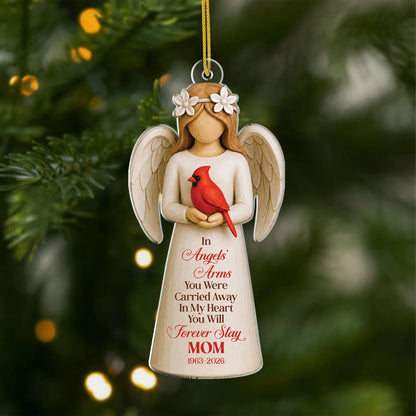 In Angels Arms Custom Memorial Acrylic Ornament - Personalized Remembrance Gift for Loss of Loved One