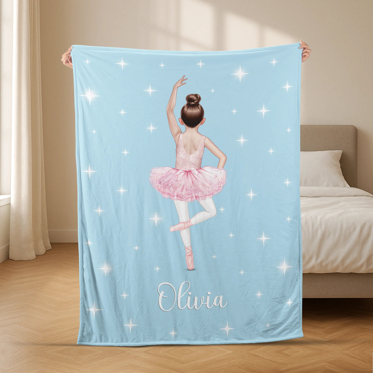 Personalized Ballerina Blanket - Custom Name Dance Throw for Baby Girls and Toddlers