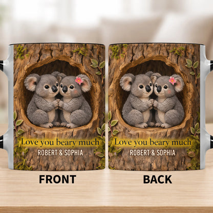 Personalized koala couple mug with quote Love You Beary Much and custom names - romantic anniversary ceramic gift image 9